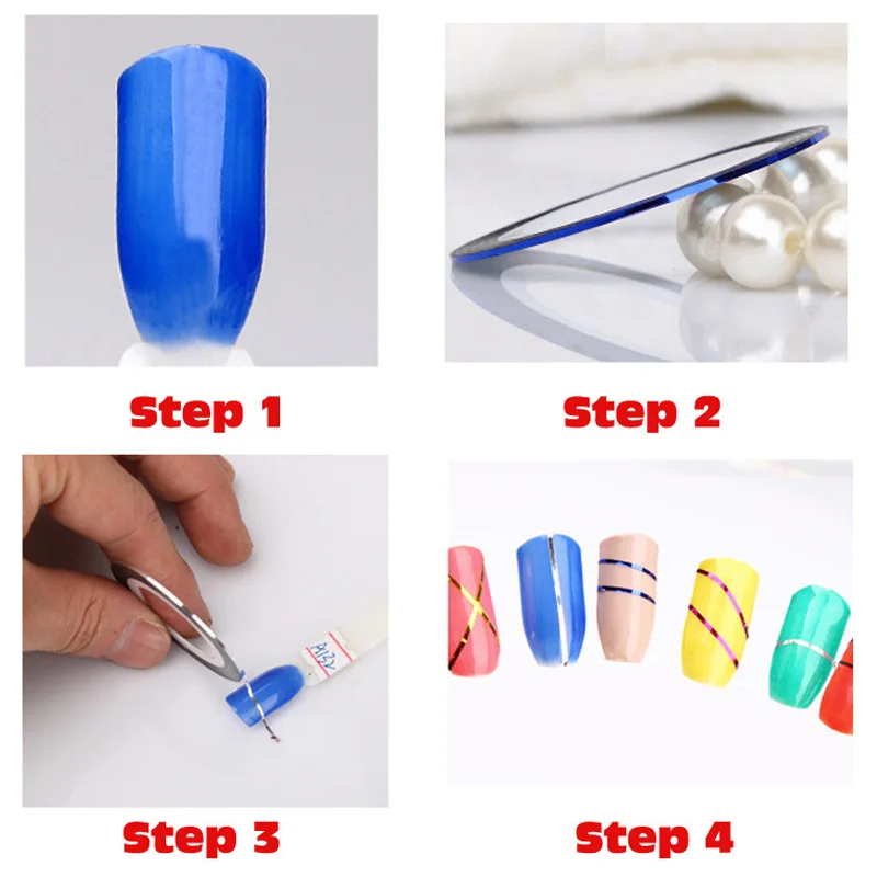 10 Шт./упак. Смешать Цвет Клейкой Ленты Ногтей Полосы Rolls Striping Лента Line Золото