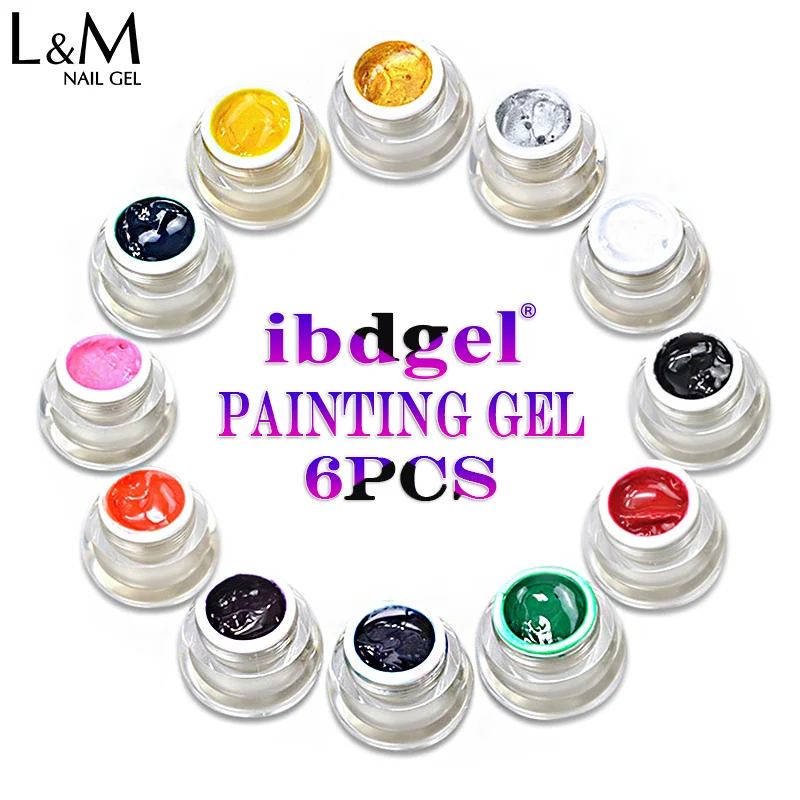 6 шт. ibdgel Painting Gel Новый гель для ногтей набор маникюрный лак Блестящий цветной Гель