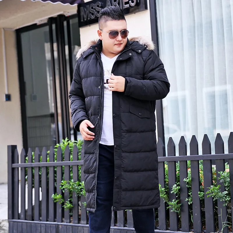 197 black Новое поступление, зимняя куртка с меховым капюшоном, повседневная мужская очень большая пуховая куртка размера плюс XL-7XL 8XL 9XL 10XL 11XL 12XL 13XL - Цвет: 197 black