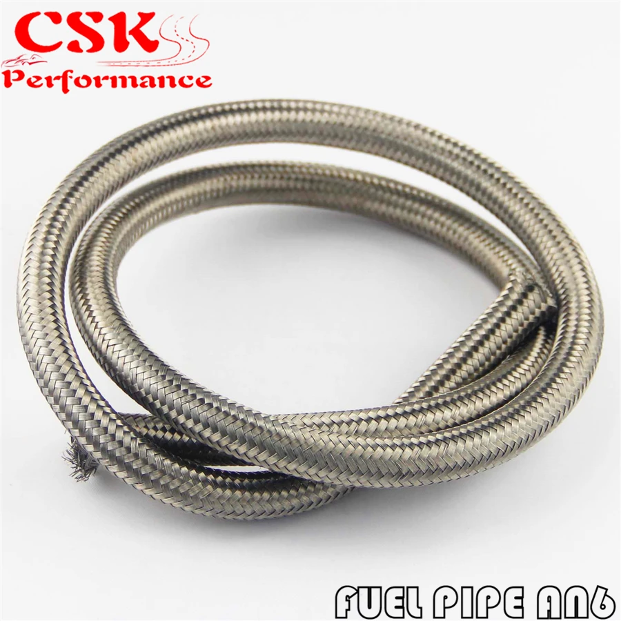 3 Foot AN6 Nylon Stainless Steel Braided Fuel Oil Gas Line Hose -6AN 1500PSI 1 Meter | Автомобили и мотоциклы