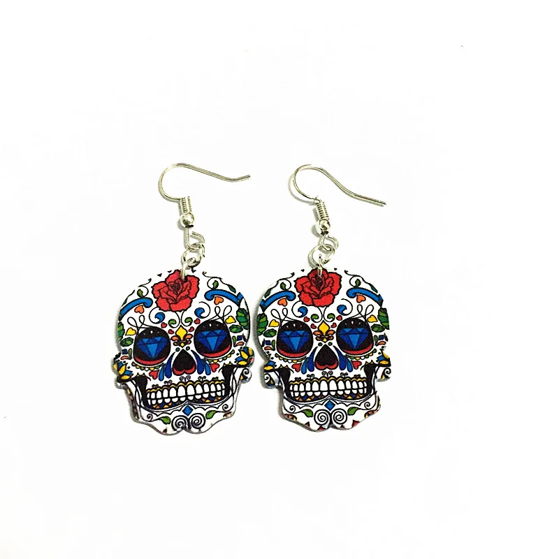 (10 пар) оптовая продажа серьги с черепами сахарного Креста Калавера милые