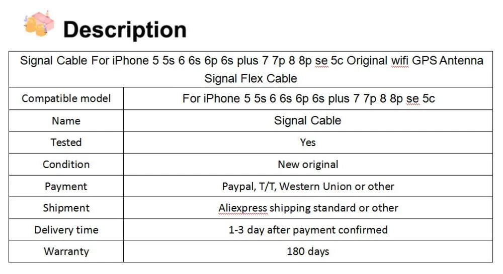 Сигнальный кабель для iPhone 5 5S 6 6s 6p 6s plus 7 7p 8 8p se 5c wifi gps антенна сигнальный гибкий кабель