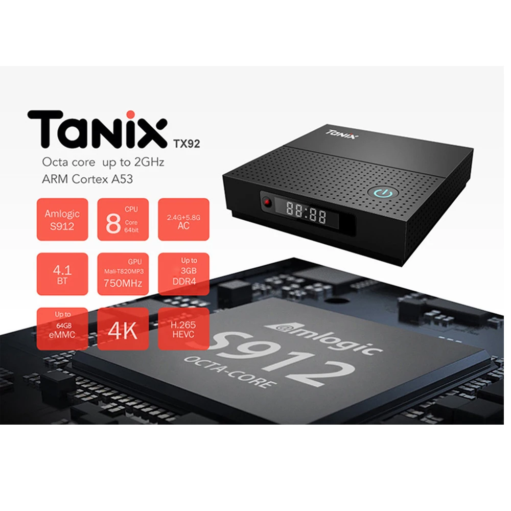 Tanix TX92 Android 7,1 ТВ приставка Amlogic S912 Восьмиядерный процессор ОС 2 Гб 3 ГБ 32 ГБ 64 Гб Bluetooth 4,1 4K телеприставка медиаплеер PK X96