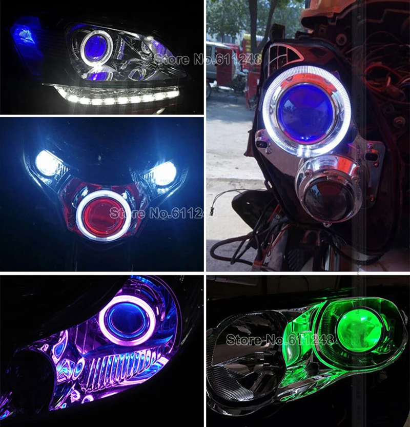 Управление с помощью приложения для телефона 12 в RGB объектив Devil Eyes светодиодный фонарь для мотоцикла с разноцветными линзами для фар для Q5