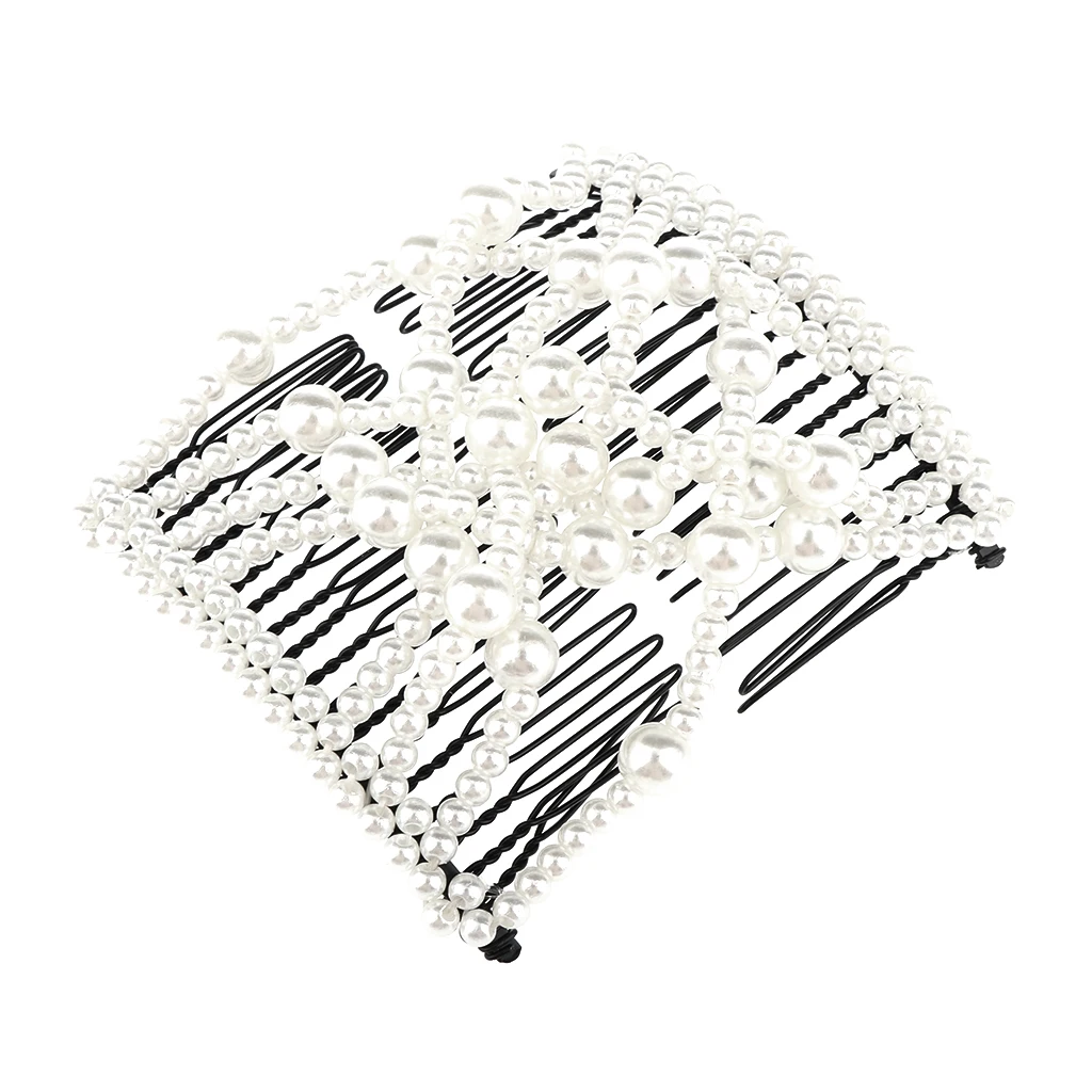 2019 модная двойная расческа для волос с белыми жемчужинами бабочками эластичная