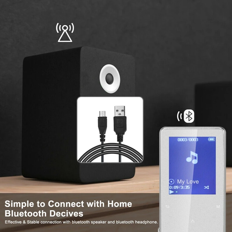 Портативный Bluetooth Mp3 музыкальный плеер с fm динамиком Hi Fi без потерь до 128