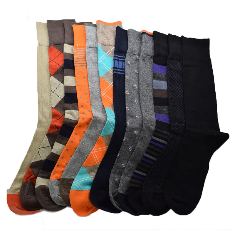 Fcare 1pair calcetines Men's crew plus size big Spring autumn winter long leg business socks | Мужская одежда