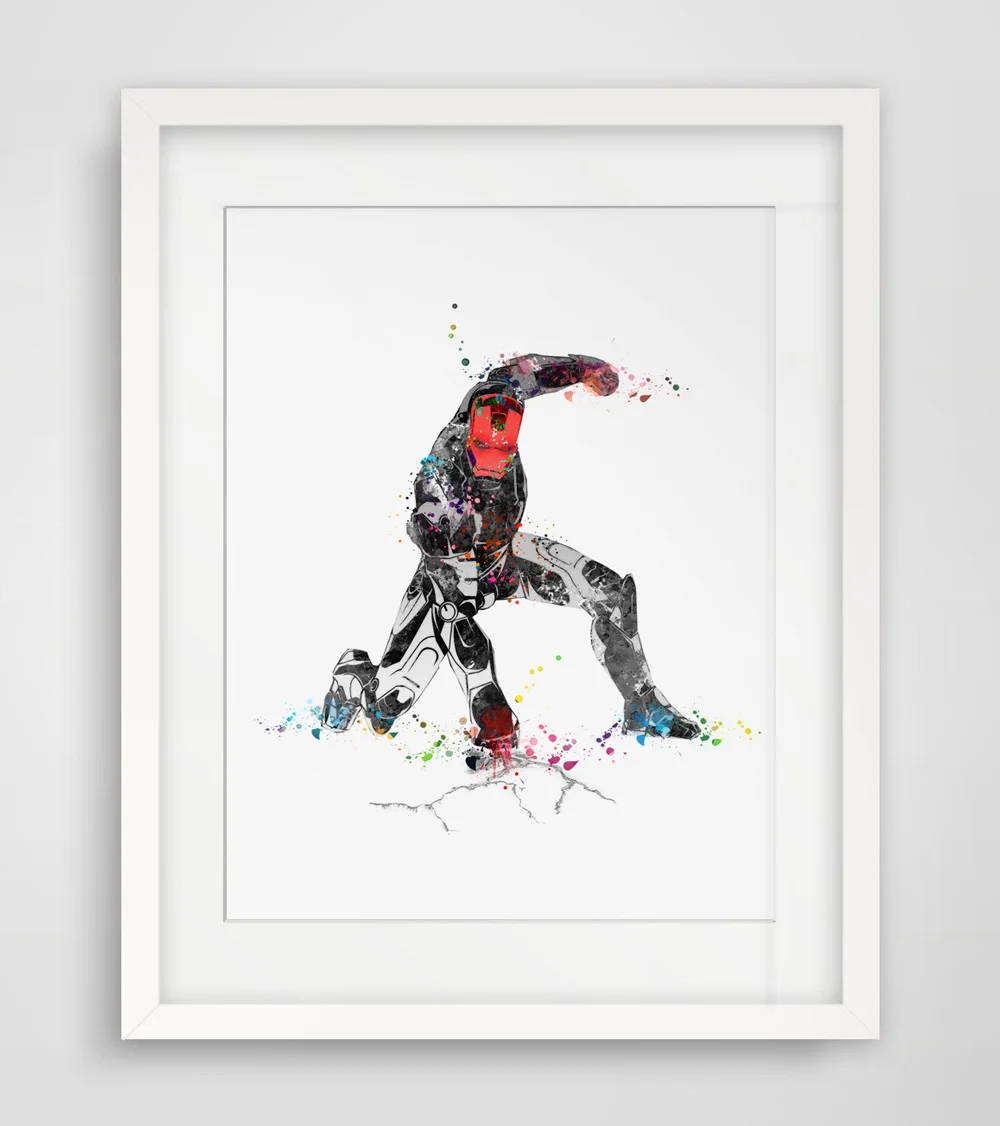 Акварель супер герос Железный человек Изобразительное искусство печать плакат