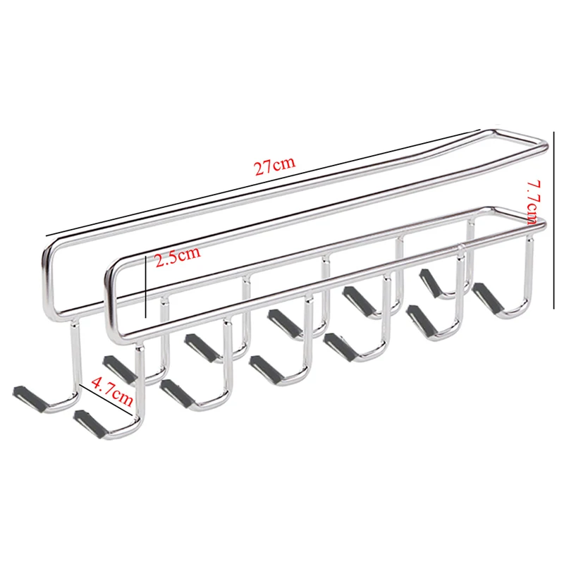

Stainless Steel Kitchen Storage Rack Cupboard Hanging Hook Shelf Dish Hanger Storage Shelf TN88