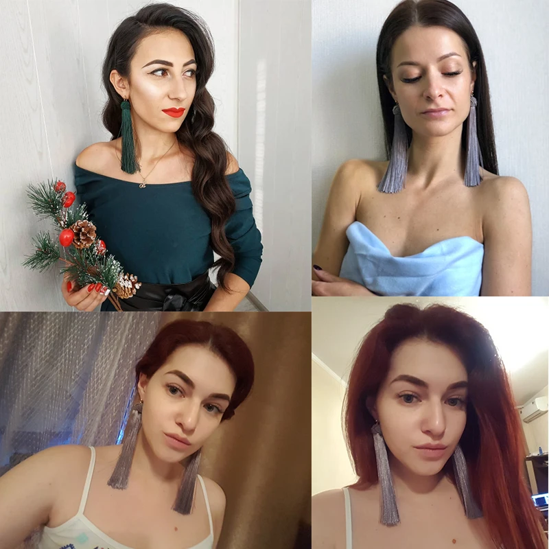 LUBINGSHINE, женские серьги с бахромой и помпоном, Богемские серьги-подвески, ювелирные изделия, длинные серьги-люстры с кисточками