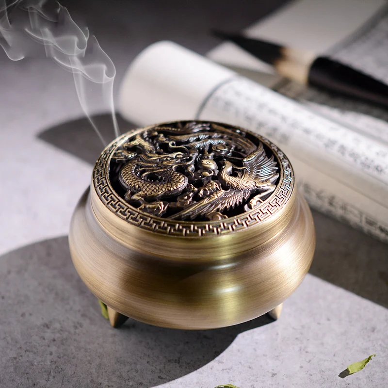 Горелка для благовоний Dragon Phoenix чистая медь кадильница предметы интерьера база