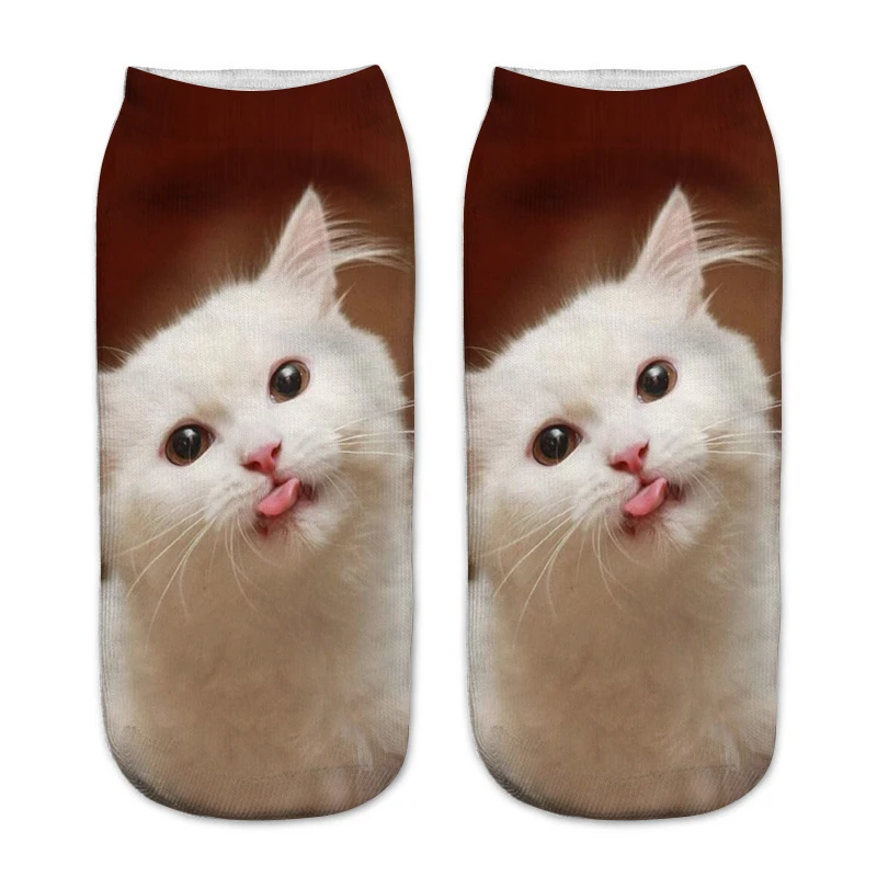 ZHBSLWT New Hot Lovely Cat Pattern 3D Print Animal Women Socks Casual Cartoon Unisex Low Cut Ankle Socks-003 | Женская одежда