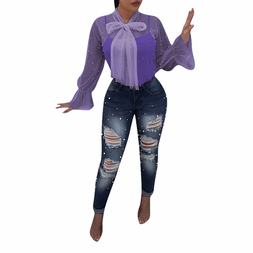 Лето осень Для женщин кружева топы v образным вырезом модные пикантные