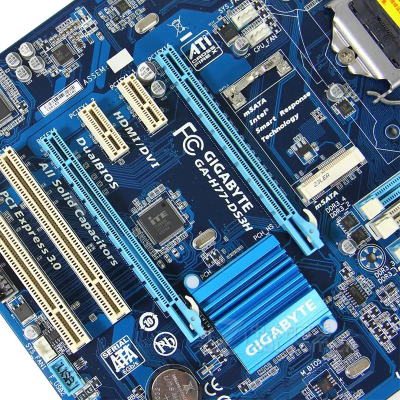 Gigabyte GA-H77-DS3H материнская плата для Intel H77 DDR3 USB3.0 32Гб SATA III LGA 1155 H77 DS3H плата настольная системная плата Б/у