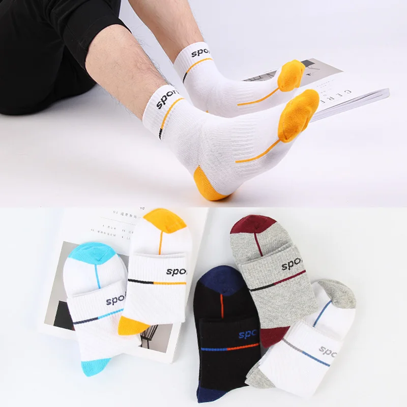 

5 Pairs Men Socks Bright Colorful Striped Energetic Style Teenager Sock Meias Breathable Calcetine Sock Stretchy Cotton Boy Sock