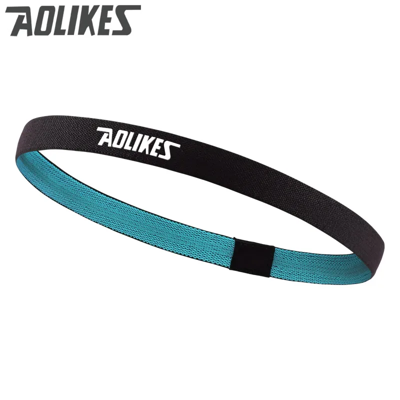 Black Cyan Aolikes одноцветная спортивная лента для волос силиконовый нескользящий Эластичный Напульсник для фитнеса, йоги, спортзала, бега, велоспорта - Цвет: Black Cyan