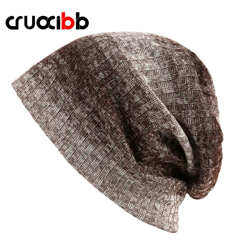 Мужские шапки с градиентом CRUOXIBB брендовые вязаные высокого качества на осень и