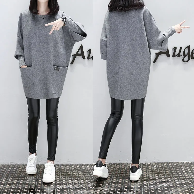 4XL Одежда для беременных; зимняя одежда с длинными рукавами; Свободные толстовки для беременных; однотонная верхняя одежда для беременных; Длинная одежда