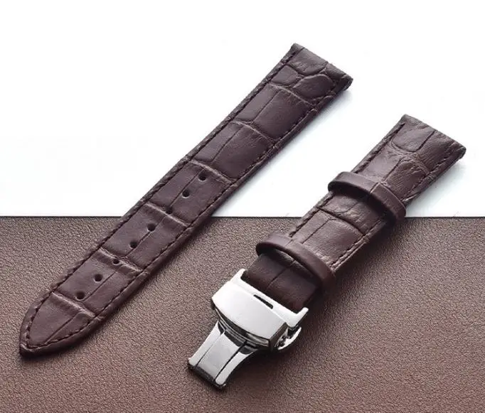 Brown 20 22 мм ремешок из натуральной кожи для Huami Amazfit bip Pace Stratos 2 2s часы браслет для Garmin Vivoactive 3 645 ремень черный - Цвет: Brown
