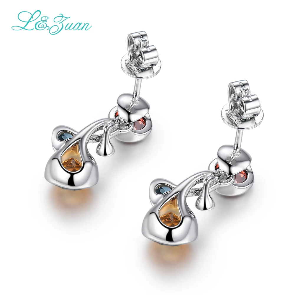 L&ampzuan 925 Sterling Silver 1.68ct Natural Citrine Yellow Stone Elegant Stud Earring For Woman Christmas Gift | Украшения и