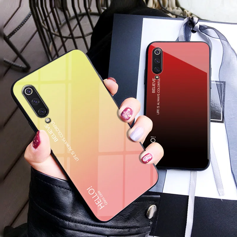 Для Xiaomi mi 9 чехол из закаленного стекла роскошный градиент Мягкий ТПУ Чехол для SE