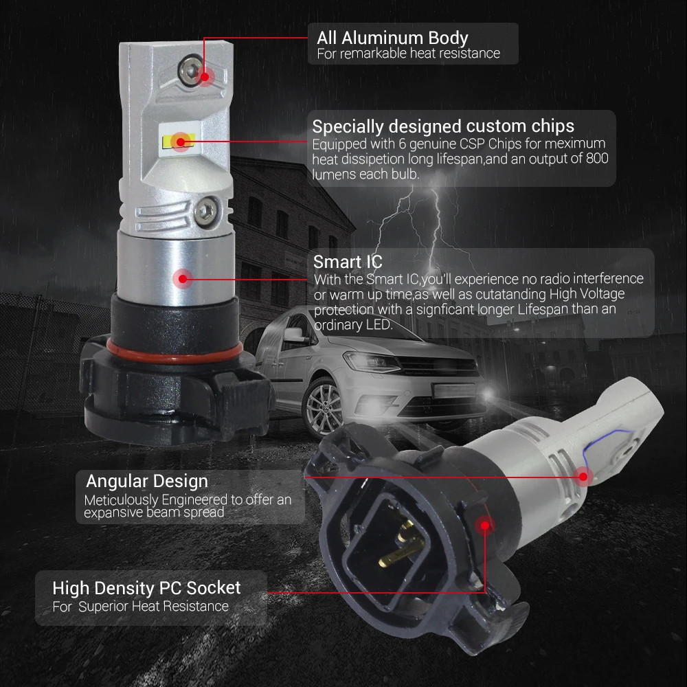 Cawanerl H16 80 Вт 3200LM/набор импортных CSP шариков 6000 К Белый 12 В Высокая мощность