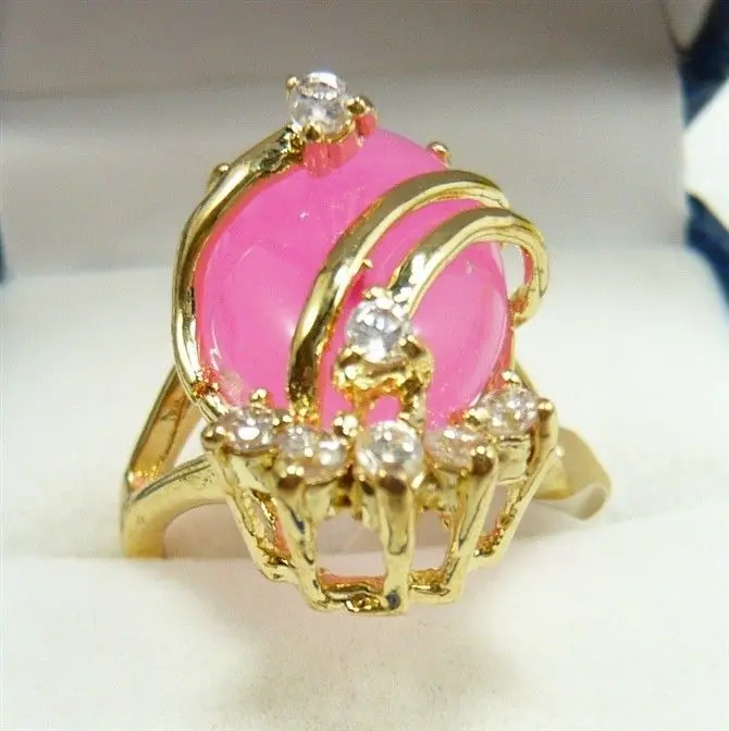 

charmming pink jade ring fine jewelry(#7 8 9)