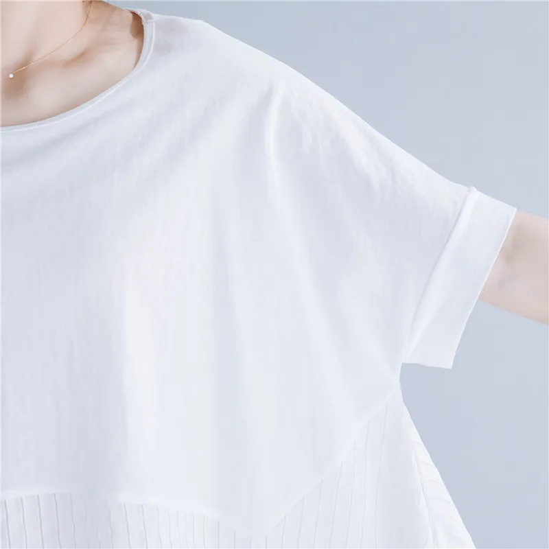 Женская Асимметричная блузка Johnature однотонная Свободная рубашка с круглым