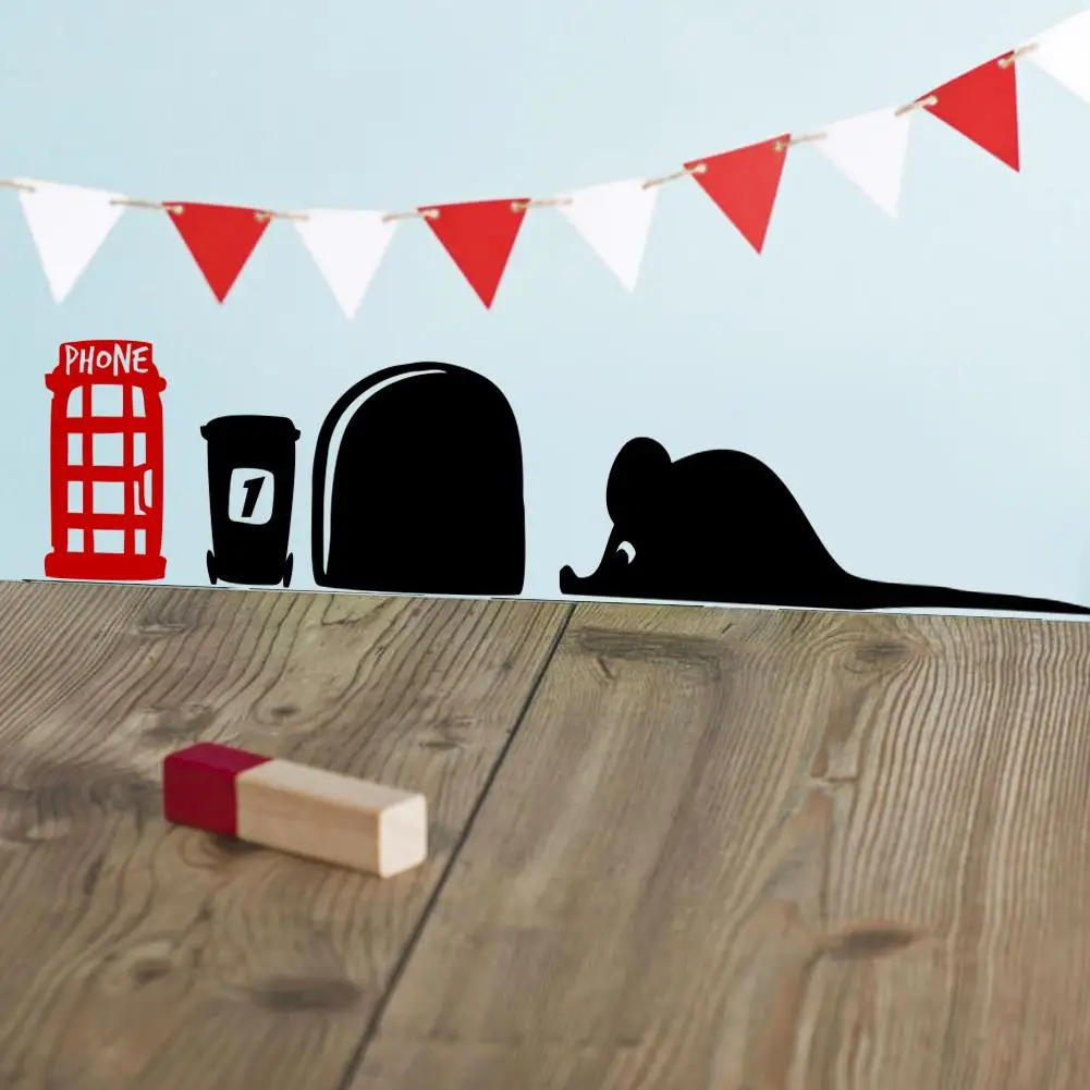 Забавная любовь мышь отверстие наклейки на стену для детских комнат настенные