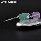 Gmei оптическая Ультралегкая 100% чистая титановая полуободковая оправа для очков для деловых мужчин для близорукости очки для чтения по рецепту LB6615