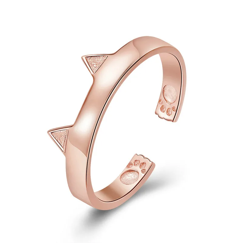 Rose Gold WOSTU, новая мода, 925 пробы, серебро, розовое золото, кошачья форма, кольцо с открытым пальцем для женщин, девушек, вечерние, Роскошные ювелирные украшения, подарок, CQR387 - Цвет основного камня: Rose Gold