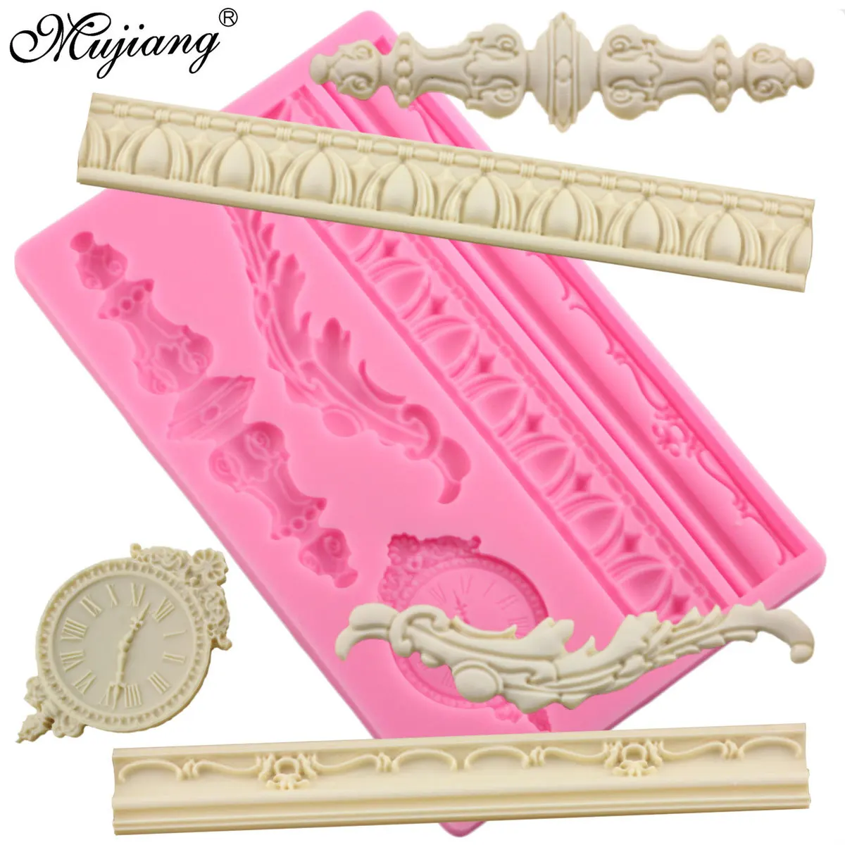 

DIY European Frame Cake Border Silicone Mold Baroque Scroll Relief Fondant Cake Decorating Tools Candy Chocolate Gumpaste Mould