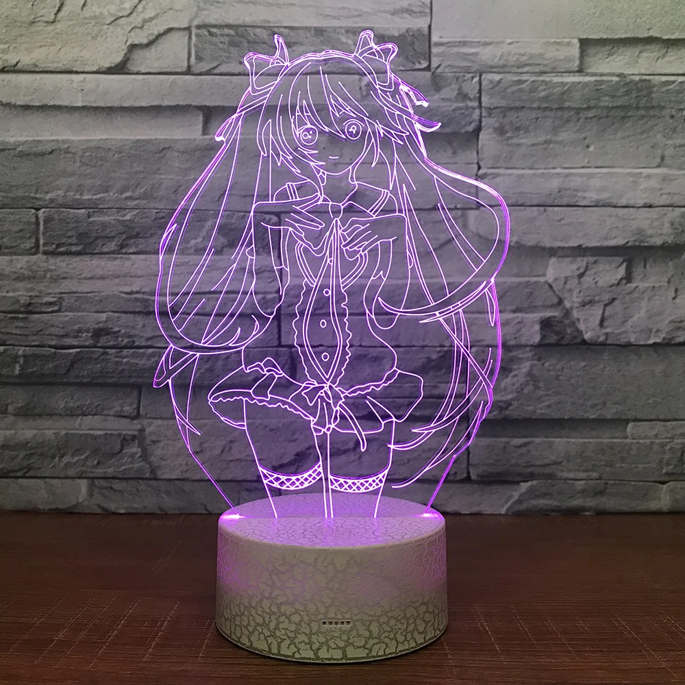 3D мультфильм хацумэ Мику LED RGB Ночник светильник 7 цветов Изменение Настольный