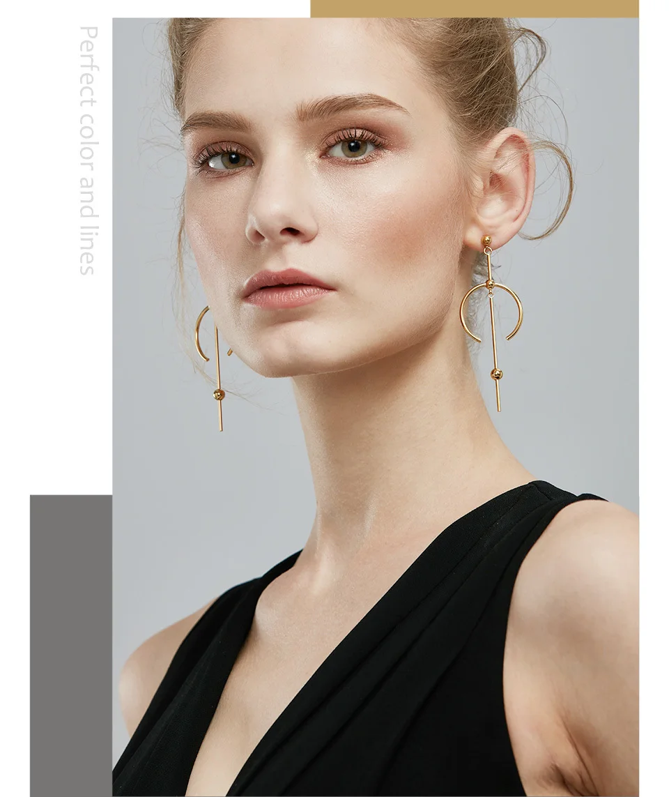 Enfashion круглые свисающие серьги, серьги золотистого цвета из нержавеющей стали, висячие серьги для женщин, длинные серьги, ювелирное изделие brinco