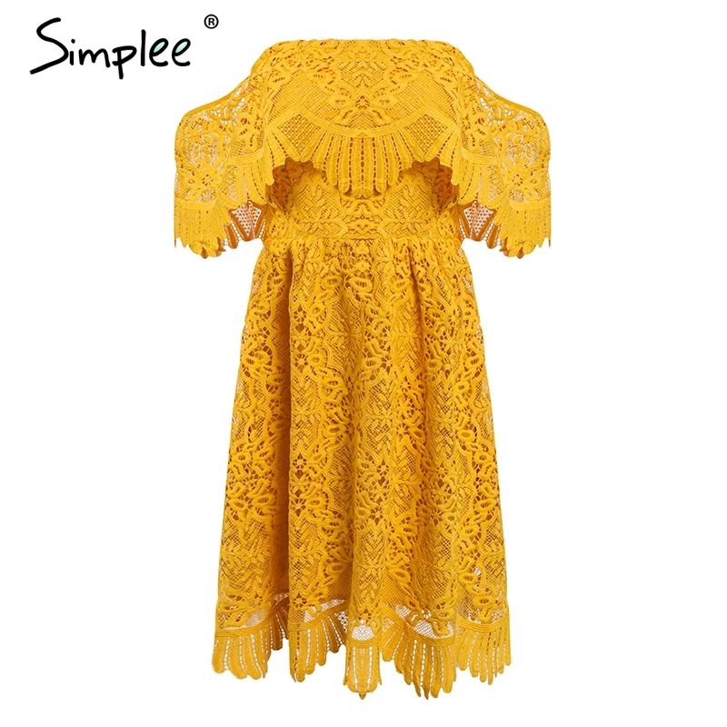 Simplee с открытыми плечами вышивка розовый кружевное платье Для женщин Высокая