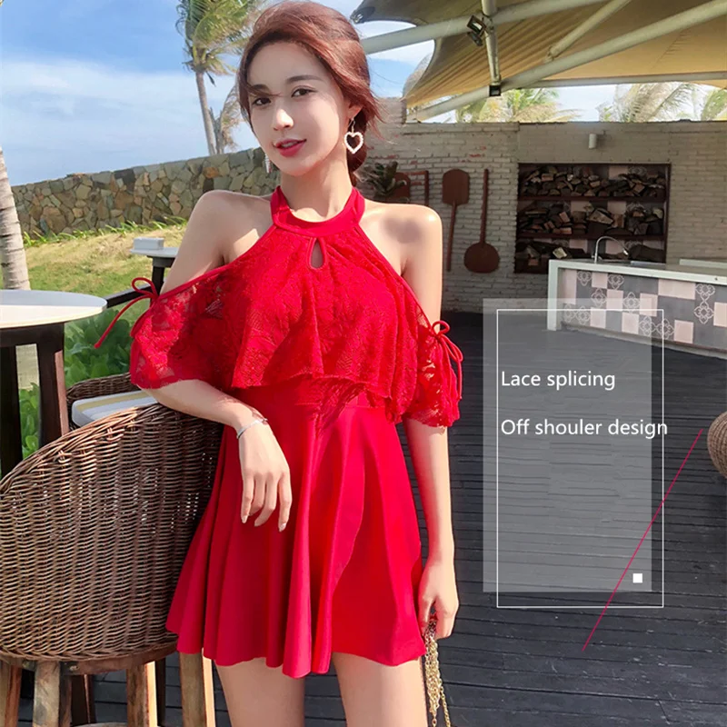 Женский слитный купальник NAIDEY сексуальный с кружевом облегающий красная юбка XXXL