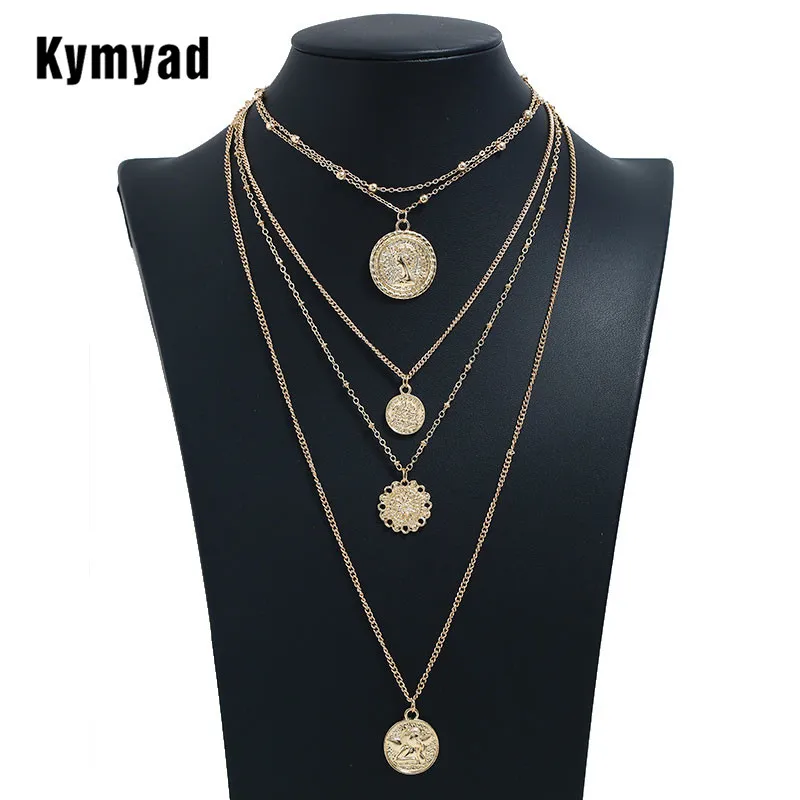 Kymyad длинное ожерелье для женщин круглые ожерелья и кулоны дам ювелирные изделия