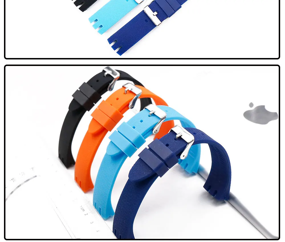 Часы аксессуары пряжкой силиконовый ремешок Для женщин подходит для Swatch YTS401 402 409 713 YTB400 каучуковый ремешок Для Мужчин Смотреть band