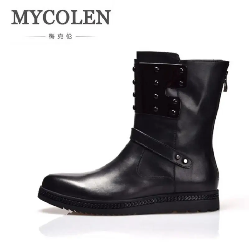 MYCOLEN/модные мужские ботинки в байкерском стиле кожаные высокие ручной работы с