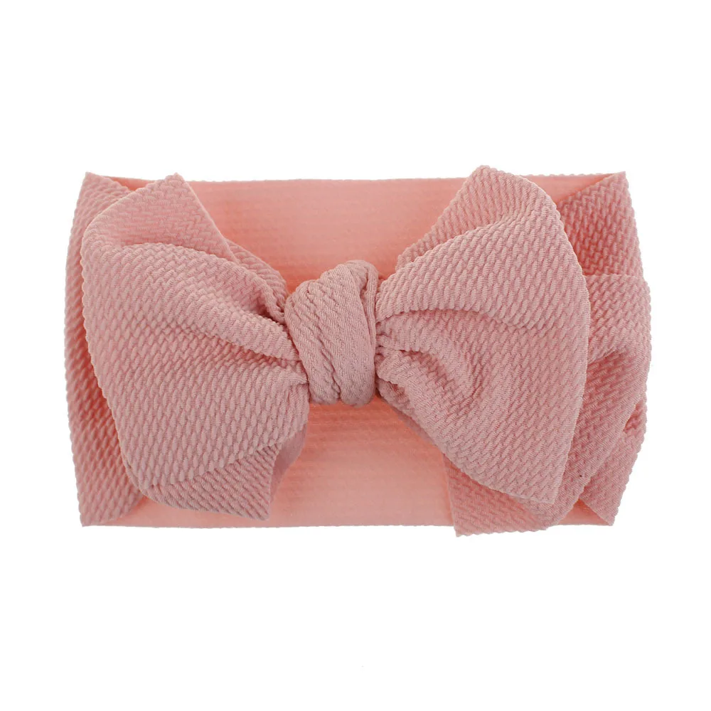 Pink Новое поступление повязки голову-большой бант тюрбан Topknot нейлон мягкие эластичные повязки для волос ручной работы аксессуары для волос - Цвет: Pink
