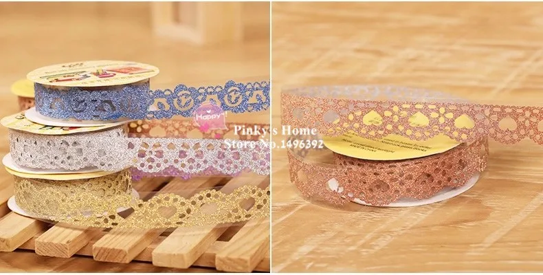 DIY самоклеющаяся кружевная лента Блестящая лента маскирующий, декоративный скотч книга для скрапбукинга