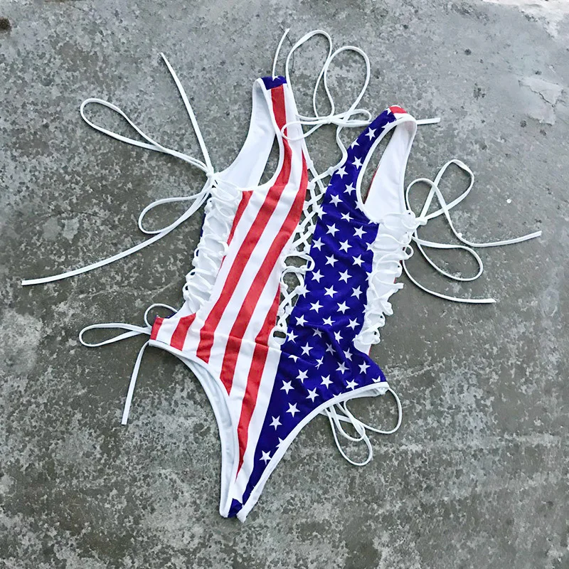 Summer Jumpsuit Short Romper Sexy Plunge V neck Lace Up Bodysuit Women Thong High Cut Leotard Beachwear | Женская одежда