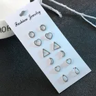 6 парлот Комплект сережек для женщин с геометрическим рисунком сердце треугольник Луна капли воды Дизайн серьги на свадебную вечеринку