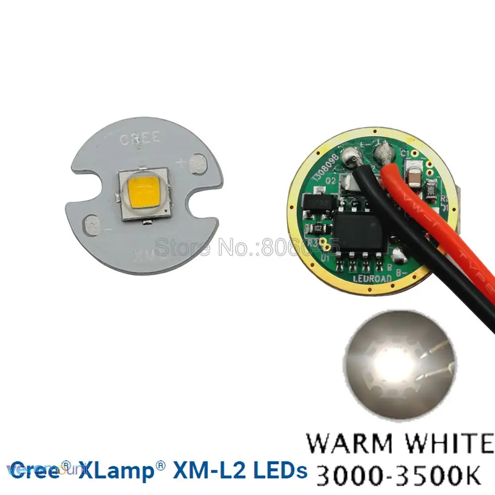 Cree XML2 XM-L2 T6 10 Вт Высокая мощность светодиодный излучатель холодный белый нейтральный белый теплый белый 16 мм 20 мм белый PCB+ DC3.7V 2A Диммируемый драйвер - Испускаемый цвет: Warm White 16mm