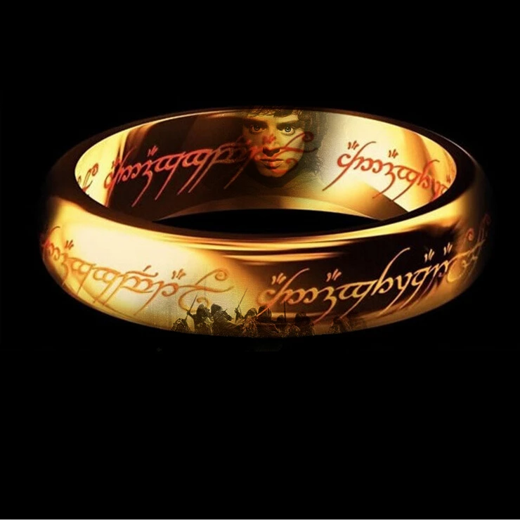 Классические мужские и женские обручальные кольца LOTR Gold GP Ширина подвески 6 мм Размер 6-11 подарок