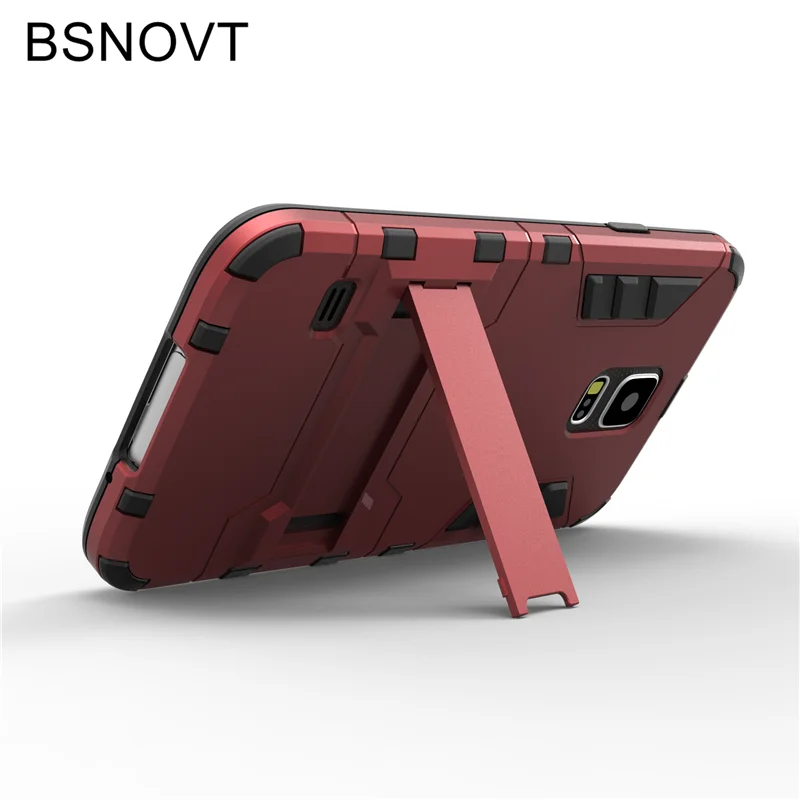 For Samsung Galaxy S5 Case Silicone + Plastic Kickstand Anti-knock Bumper Cover i9600 |