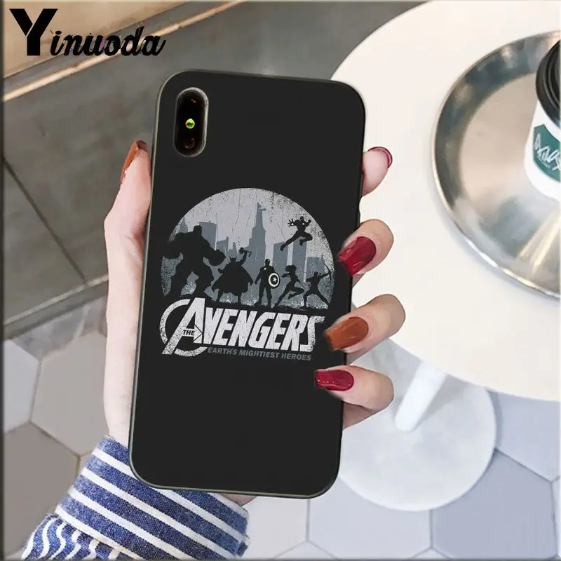 Yinuoda Marvel Мстители Герои комиксы DIY Роскошный Высокий протектор на конце чехол для iPhone 6S 6plus 7plus 8 8Plus X Xs MAX 5 5S XR