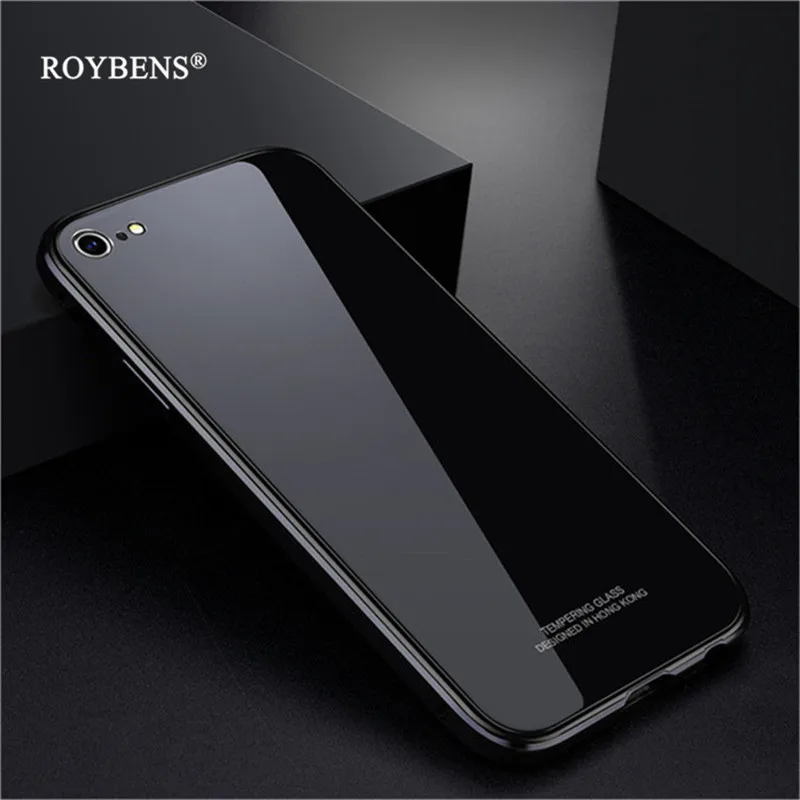 Для iphone 6 6S чехол для телефона из закаленного стекла + покрытие ПК металлический