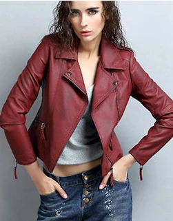 Кожаная куртка женская Chaqueta Cuero Mujer английское пальто Cuir Femme Cazadoras Ledermantel Lederjacke кожаные куртки кожаные пальто B571 - Цвет: red