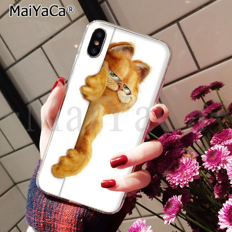 Мягкий силиконовый чехол для телефона из ТПУ MaiYaCa Garfield cat для Apple iPhone 8 7 6 6S Plus X XS MAX 5 5S SE XR